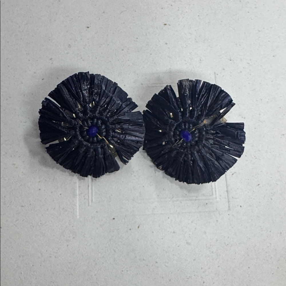 Navy Blue Circular Earrings